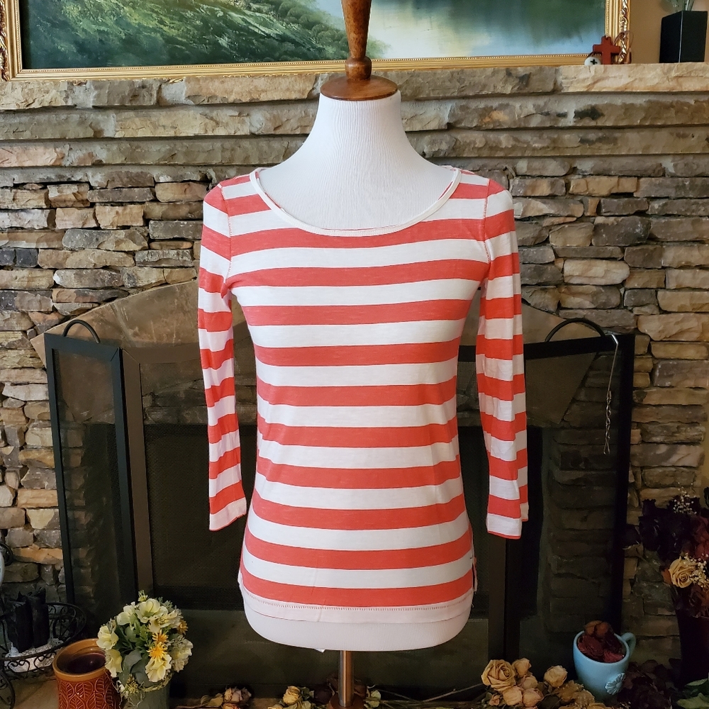 Aeropostale Striped 3/4 Sleeve Top